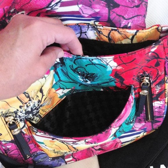 Karl Lagerfeld Double Bundle w/Cara Nylon Floral Print Messenger and Wallet NWT - Picture 6 of 14